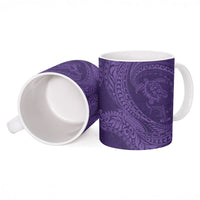 Hawaiian Turtle and Shark Ceramic Mug Kakau Tribal with Polynesian Pattern Purple Color LT03 - Polynesian Pride