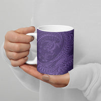 Hawaiian Turtle and Shark Ceramic Mug Kakau Tribal with Polynesian Pattern Purple Color LT03 - Polynesian Pride