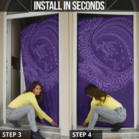 Hawaiian Turtle and Shark Door Cover Kakau Tribal with Polynesian Pattern Purple Color LT03 - Polynesian Pride