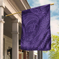 Hawaiian Turtle and Shark Garden Flag Kakau Tribal with Polynesian Pattern Purple Color LT03 House Flag Purple - Polynesian Pride