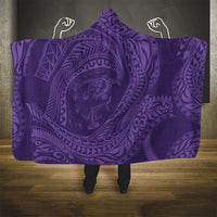 Hawaiian Turtle and Shark Hooded Blanket Kakau Tribal with Polynesian Pattern Purple Color LT03 - Polynesian Pride