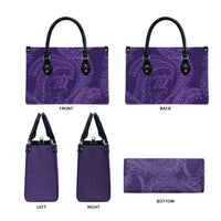 Hawaiian Turtle and Shark Leather Bag Kakau Tribal with Polynesian Pattern Purple Color LT03 - Polynesian Pride