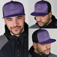 Hawaiian Turtle and Shark Mesh Trucker Cap Kakau Tribal with Polynesian Pattern Purple Color LT03 - Polynesian Pride