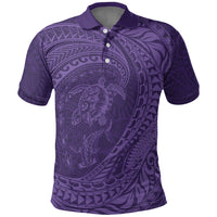 Hawaiian Turtle and Shark Polo Shirt Kakau Tribal with Polynesian Pattern Purple Color LT03 Purple - Polynesian Pride