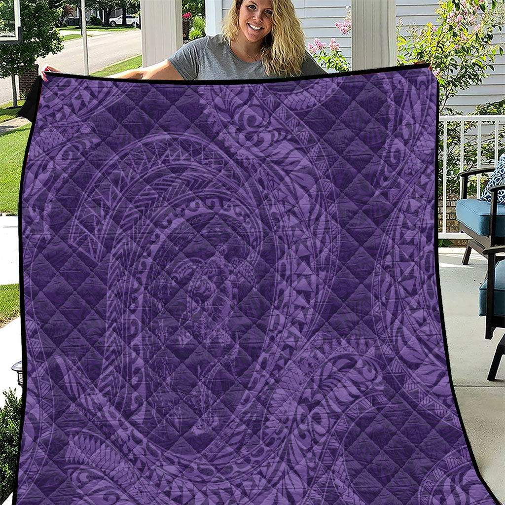 Hawaiian Turtle and Shark Quilt Kakau Tribal with Polynesian Pattern Purple Color LT03 Purple - Polynesian Pride