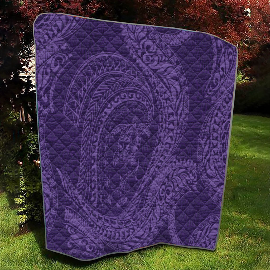 Hawaiian Turtle and Shark Quilt Kakau Tribal with Polynesian Pattern Purple Color LT03 - Polynesian Pride