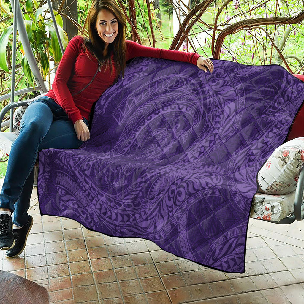 Hawaiian Turtle and Shark Quilt Kakau Tribal with Polynesian Pattern Purple Color LT03 - Polynesian Pride