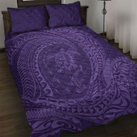 Hawaiian Turtle and Shark Quilt Bed Set Kakau Tribal with Polynesian Pattern Purple Color LT03 Purple - Polynesian Pride