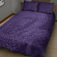 Hawaiian Turtle and Shark Quilt Bed Set Kakau Tribal with Polynesian Pattern Purple Color LT03 - Polynesian Pride