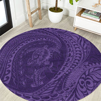 Hawaiian Turtle and Shark Round Carpet Kakau Tribal with Polynesian Pattern Purple Color LT03 Purple - Polynesian Pride