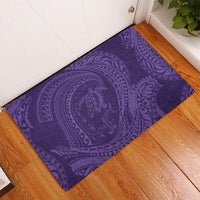 Hawaiian Turtle and Shark Rubber Doormat Kakau Tribal with Polynesian Pattern Purple Color LT03 - Polynesian Pride