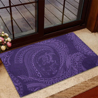 Hawaiian Turtle and Shark Rubber Doormat Kakau Tribal with Polynesian Pattern Purple Color LT03 - Polynesian Pride