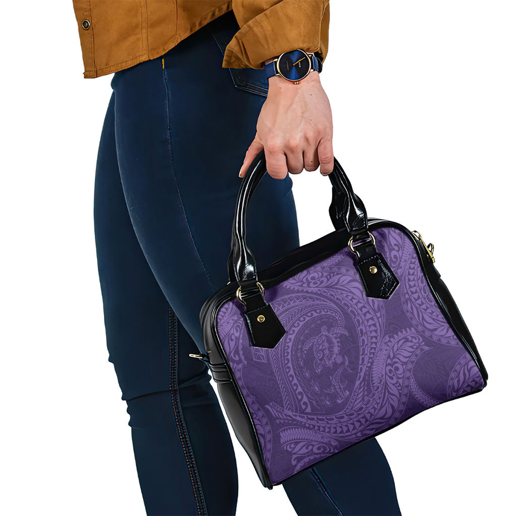 Hawaiian Turtle and Shark Shoulder Handbag Kakau Tribal with Polynesian Pattern Purple Color LT03 - Polynesian Pride