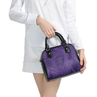 Hawaiian Turtle and Shark Shoulder Handbag Kakau Tribal with Polynesian Pattern Purple Color LT03 - Polynesian Pride