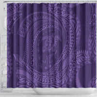 Hawaiian Turtle and Shark Shower Curtain Kakau Tribal with Polynesian Pattern Purple Color LT03 - Polynesian Pride