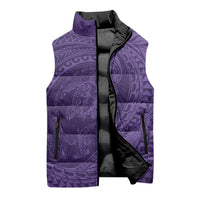 Hawaiian Turtle and Shark Sleeveless Puffer Jacket Kakau Tribal with Polynesian Pattern Purple Color LT03 - Polynesian Pride
