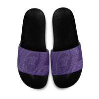 Hawaiian Turtle and Shark Slide Sandals Kakau Tribal with Polynesian Pattern Purple Color LT03 Purple - Polynesian Pride