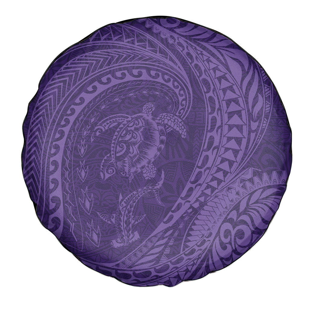 Hawaiian Turtle and Shark Spare Tire Cover Kakau Tribal with Polynesian Pattern Purple Color LT03 - Polynesian Pride