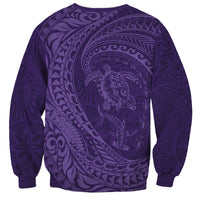 Hawaiian Turtle and Shark Sweatshirt Kakau Tribal with Polynesian Pattern Purple Color LT03 - Polynesian Pride