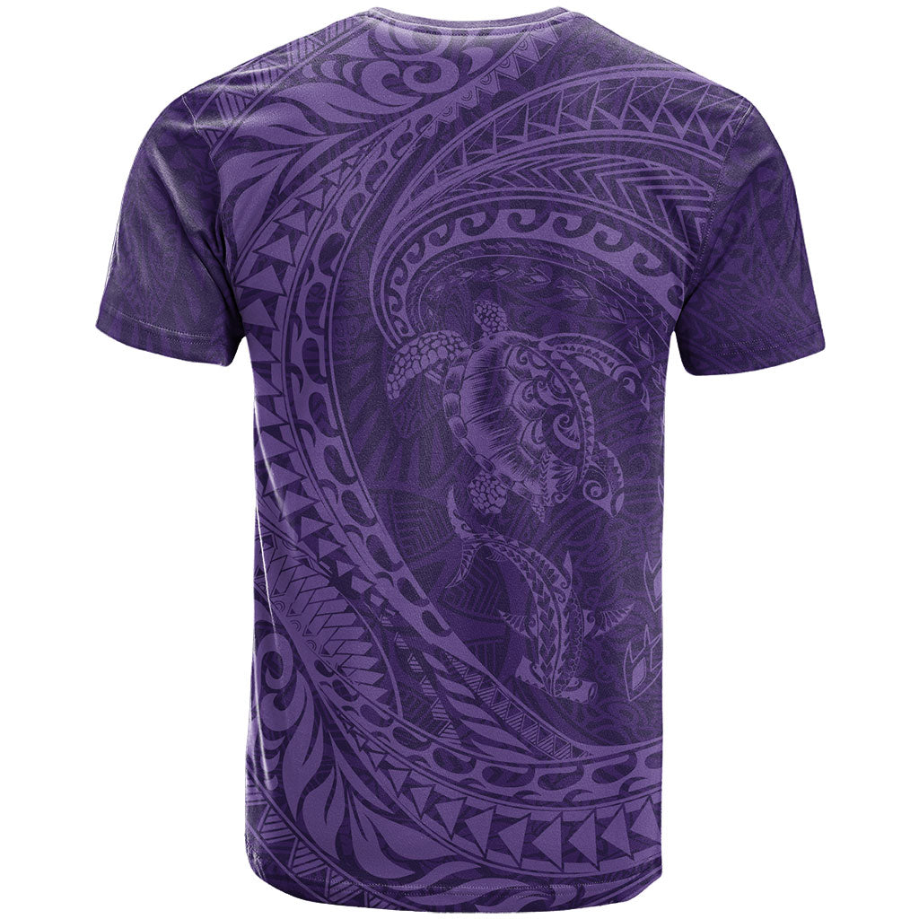 Hawaiian Turtle and Shark T Shirt Kakau Tribal with Polynesian Pattern Purple Color LT03 - Polynesian Pride