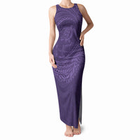 Hawaiian Turtle and Shark Tank Maxi Dress Kakau Tribal with Polynesian Pattern Purple Color LT03 Women Purple - Polynesian Pride