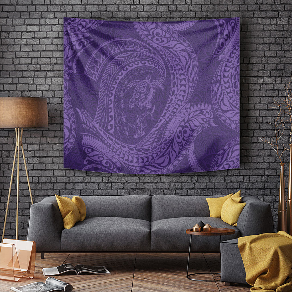 Hawaiian Turtle and Shark Tapestry Kakau Tribal with Polynesian Pattern Purple Color LT03 Purple - Polynesian Pride