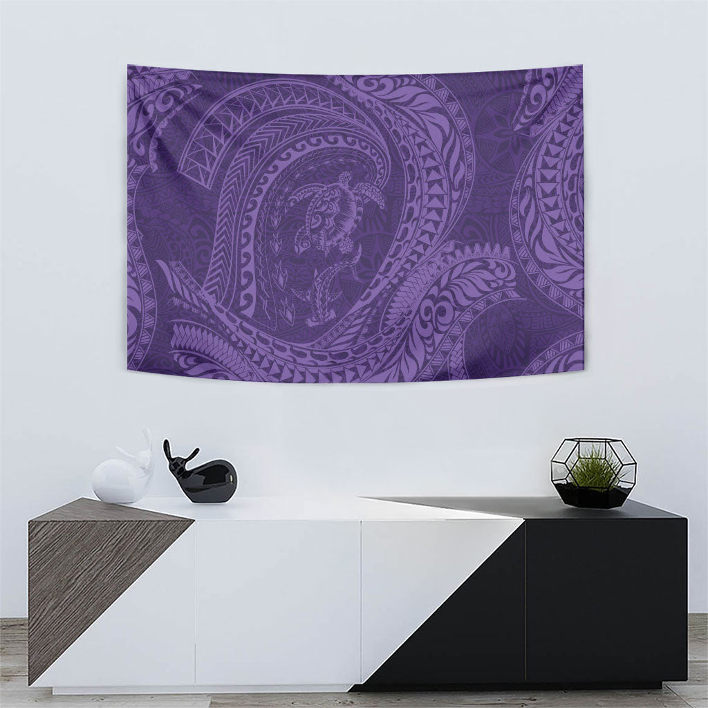 Hawaiian Turtle and Shark Tapestry Kakau Tribal with Polynesian Pattern Purple Color LT03 - Polynesian Pride