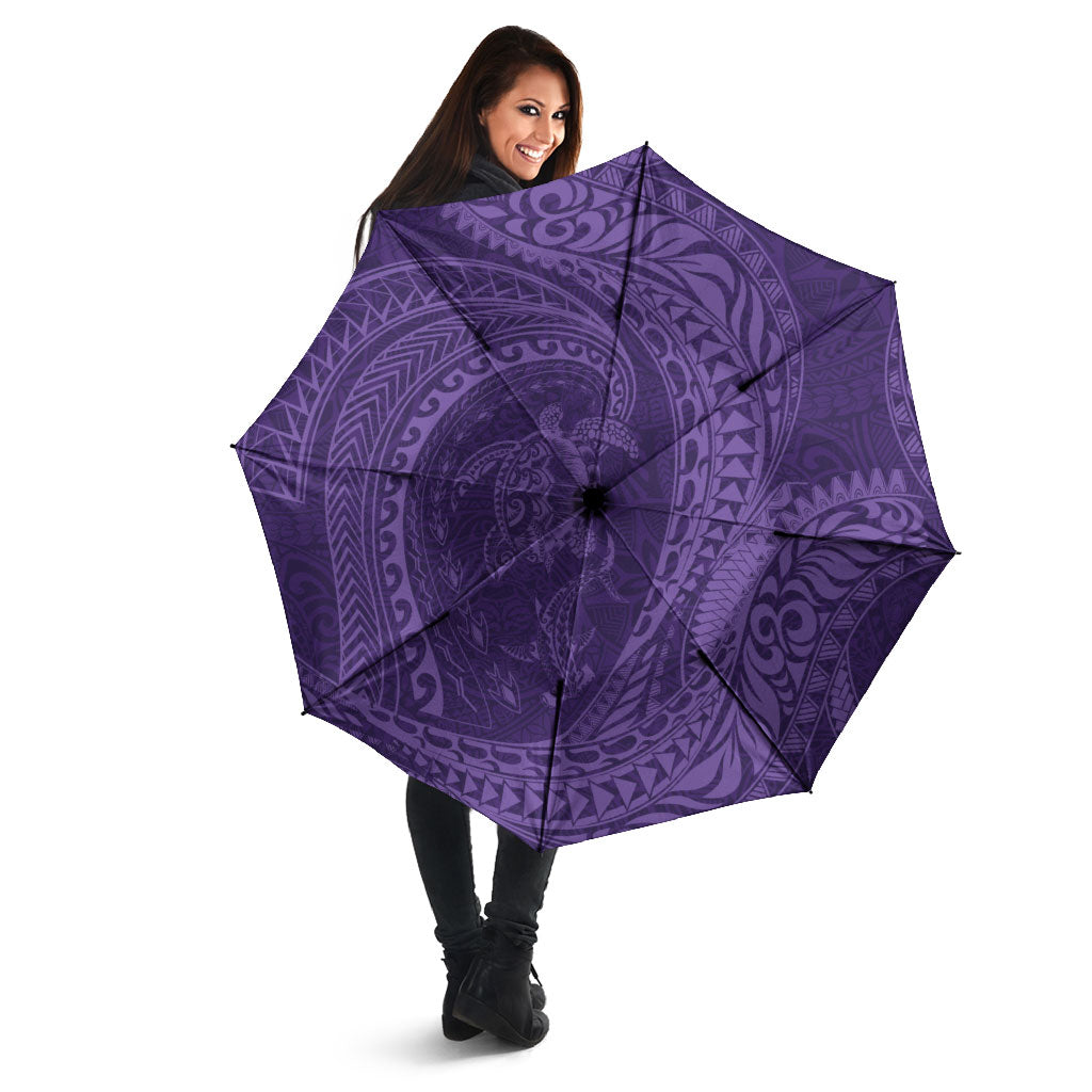 Hawaiian Turtle and Shark Umbrella Kakau Tribal with Polynesian Pattern Purple Color LT03 - Polynesian Pride
