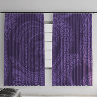 Hawaiian Turtle and Shark Window Curtain Kakau Tribal with Polynesian Pattern Purple Color LT03 With Hooks Purple - Polynesian Pride