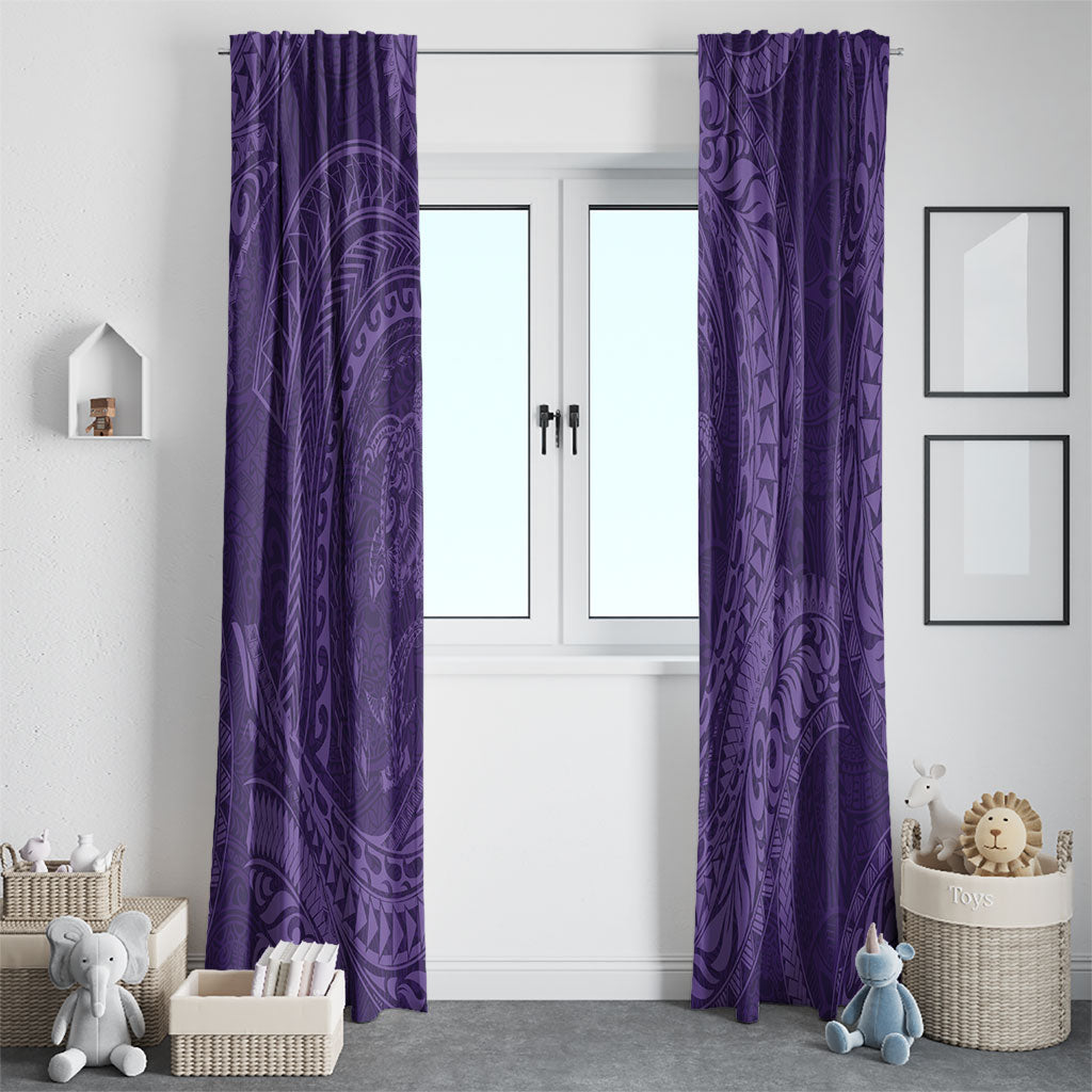 Hawaiian Turtle and Shark Window Curtain Kakau Tribal with Polynesian Pattern Purple Color LT03 - Polynesian Pride