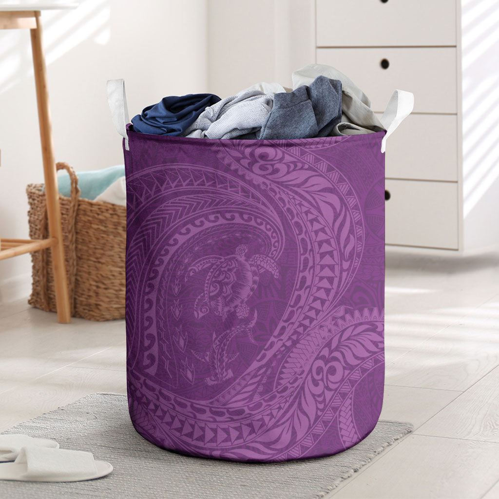 Hawaiian Turtle and Shark Laundry Basket Kakau Tribal with Polynesian Pattern Pink Color LT03 Pink - Polynesian Pride