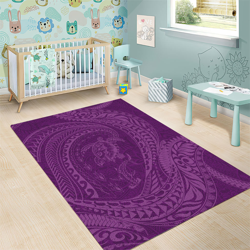 Hawaiian Turtle and Shark Area Rug Kakau Tribal with Polynesian Pattern Pink Color LT03 - Polynesian Pride