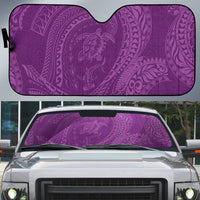 Hawaiian Turtle and Shark Auto Sun Shade Kakau Tribal with Polynesian Pattern Pink Color LT03 Pink - Polynesian Pride