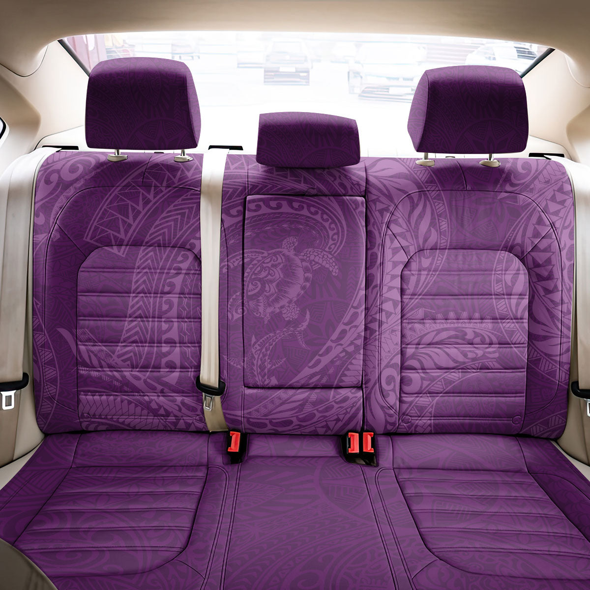 Hawaiian Turtle and Shark Back Car Seat Cover Kakau Tribal with Polynesian Pattern Pink Color LT03 - Polynesian Pride