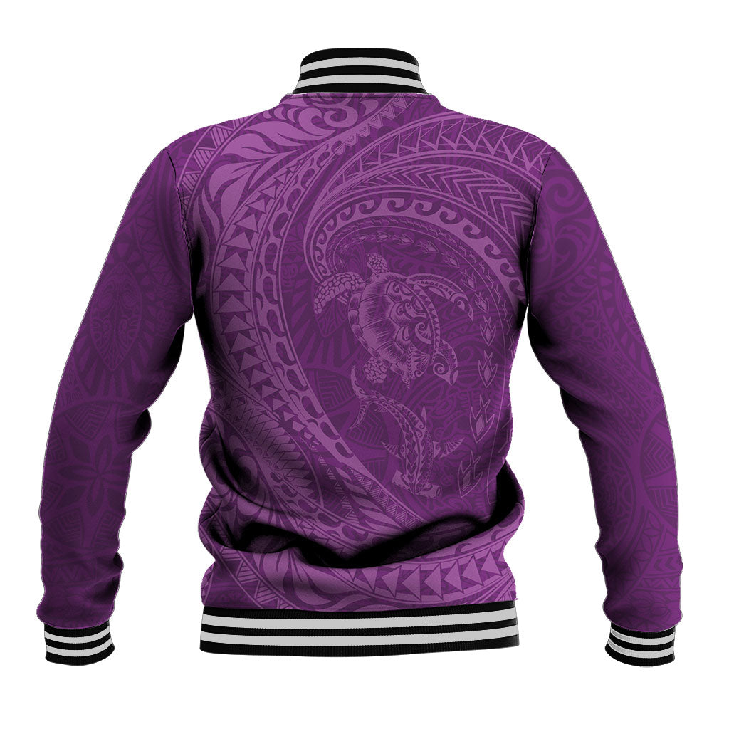 Hawaiian Turtle and Shark Baseball Jacket Kakau Tribal with Polynesian Pattern Pink Color LT03 - Polynesian Pride