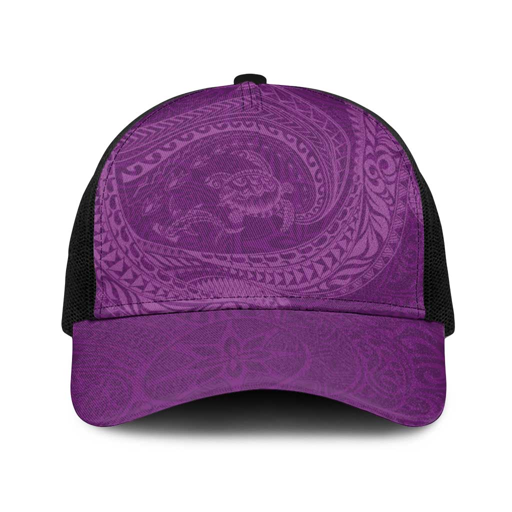 Hawaiian Turtle and Shark Baseball Net Cap Kakau Tribal with Polynesian Pattern Pink Color LT03 One Size Black Pink - Polynesian Pride