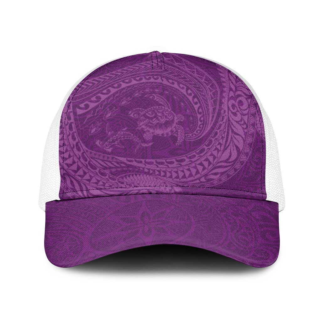 Hawaiian Turtle and Shark Baseball Net Cap Kakau Tribal with Polynesian Pattern Pink Color LT03 One Size White Pink - Polynesian Pride