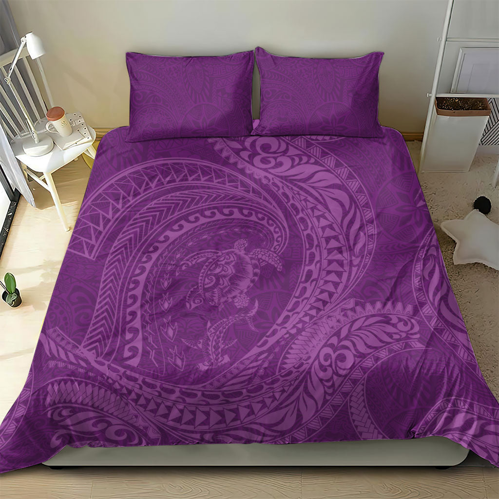 Hawaiian Turtle and Shark Bedding Set Kakau Tribal with Polynesian Pattern Pink Color LT03 - Polynesian Pride