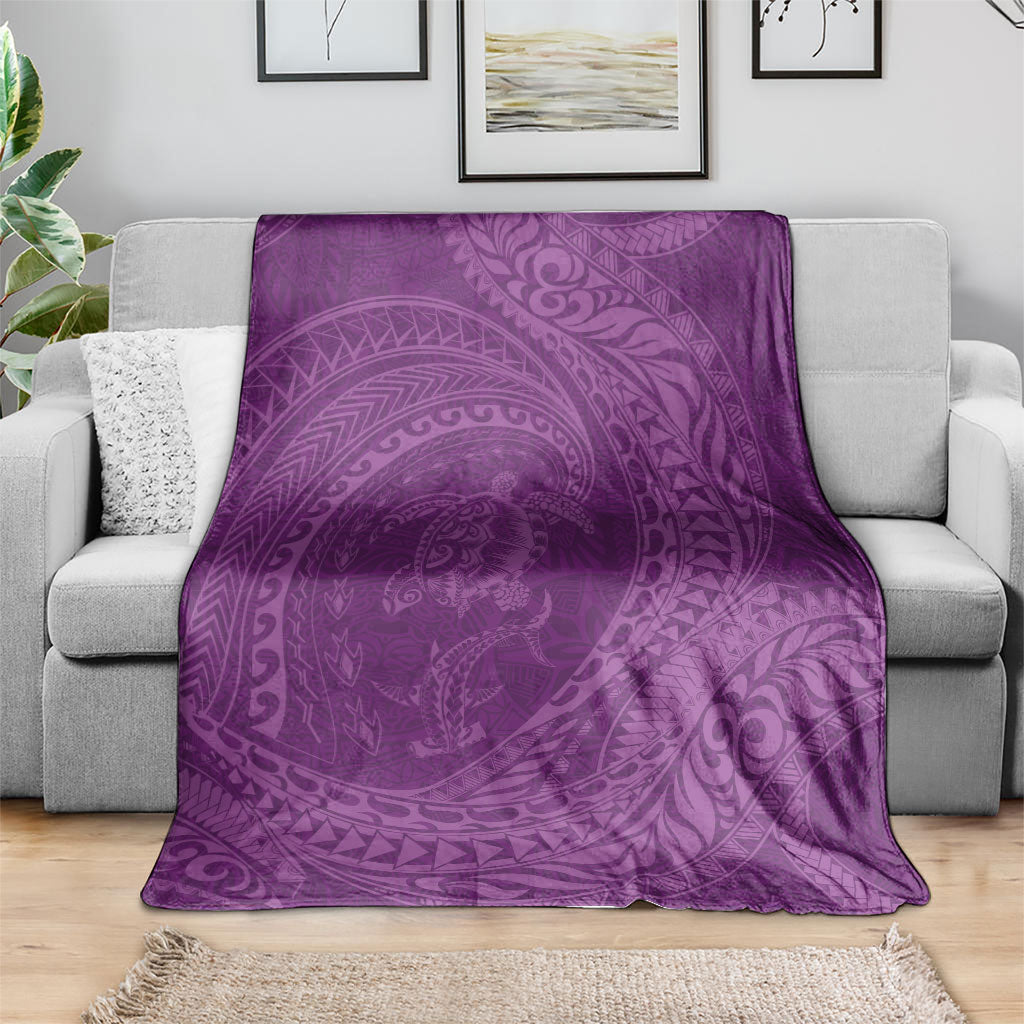 Hawaiian Turtle and Shark Blanket Kakau Tribal with Polynesian Pattern Pink Color LT03 - Polynesian Pride