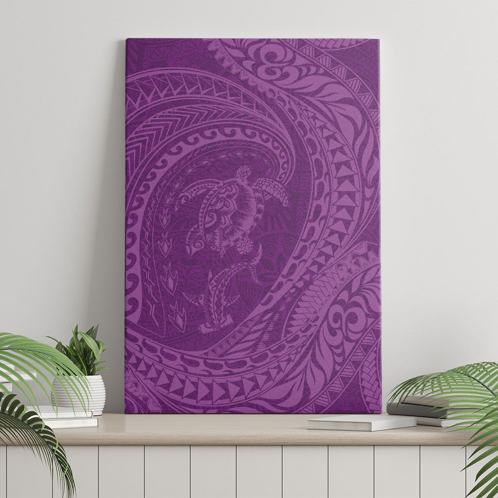 Hawaiian Turtle and Shark Canvas Wall Art Kakau Tribal with Polynesian Pattern Pink Color LT03 - Polynesian Pride