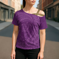 Hawaiian Turtle and Shark Cross Shoulder Shirt Kakau Tribal with Polynesian Pattern Pink Color LT03 - Polynesian Pride