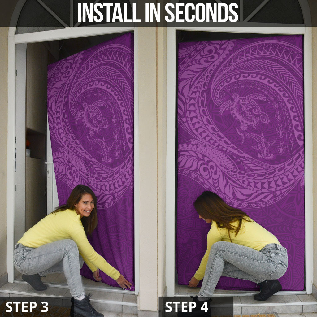 Hawaiian Turtle and Shark Door Cover Kakau Tribal with Polynesian Pattern Pink Color LT03 - Polynesian Pride