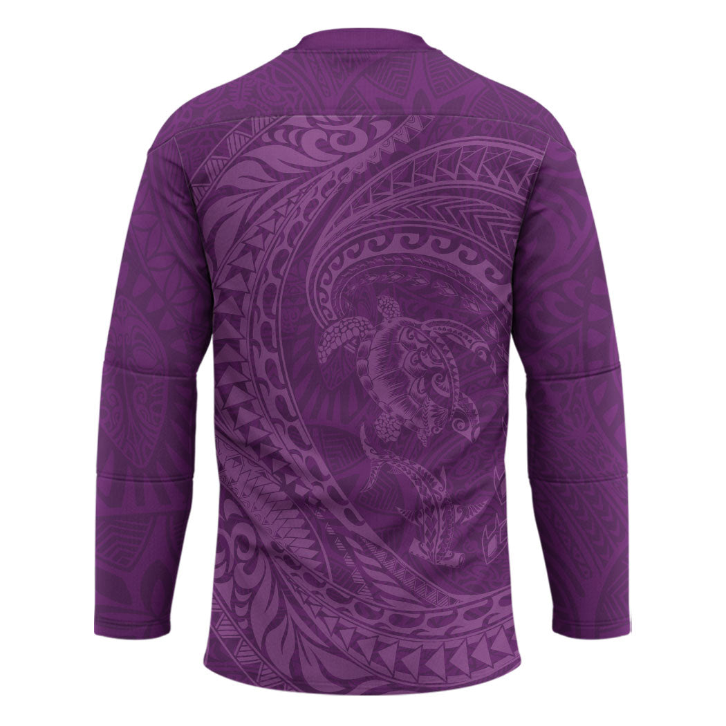 Hawaiian Turtle and Shark Hockey Jersey Kakau Tribal with Polynesian Pattern Pink Color LT03 - Polynesian Pride
