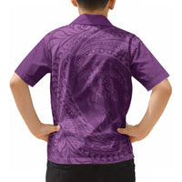Hawaiian Turtle and Shark Kid Hawaiian Shirt Kakau Tribal with Polynesian Pattern Pink Color LT03 - Polynesian Pride