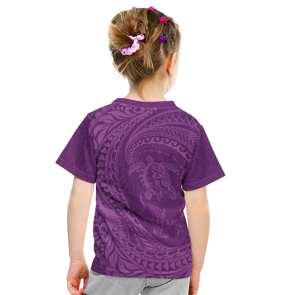 Hawaiian Turtle and Shark Kid T Shirt Kakau Tribal with Polynesian Pattern Pink Color LT03 - Polynesian Pride