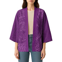 Hawaiian Turtle and Shark Kimono Kakau Tribal with Polynesian Pattern Pink Color LT03 - Polynesian Pride
