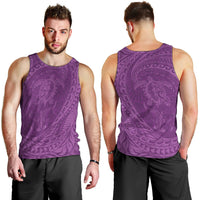 Hawaiian Turtle and Shark Men Tank Top Kakau Tribal with Polynesian Pattern Pink Color LT03 - Polynesian Pride