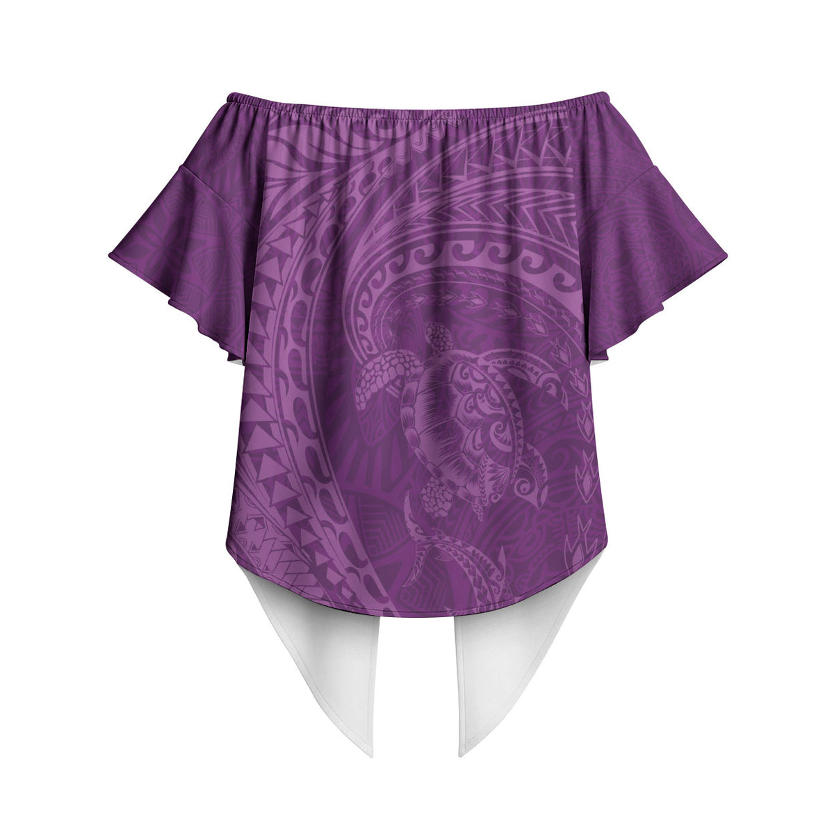 Hawaiian Turtle and Shark Off Shoulder Wrap Waist Top Kakau Tribal with Polynesian Pattern Pink Color LT03 - Polynesian Pride