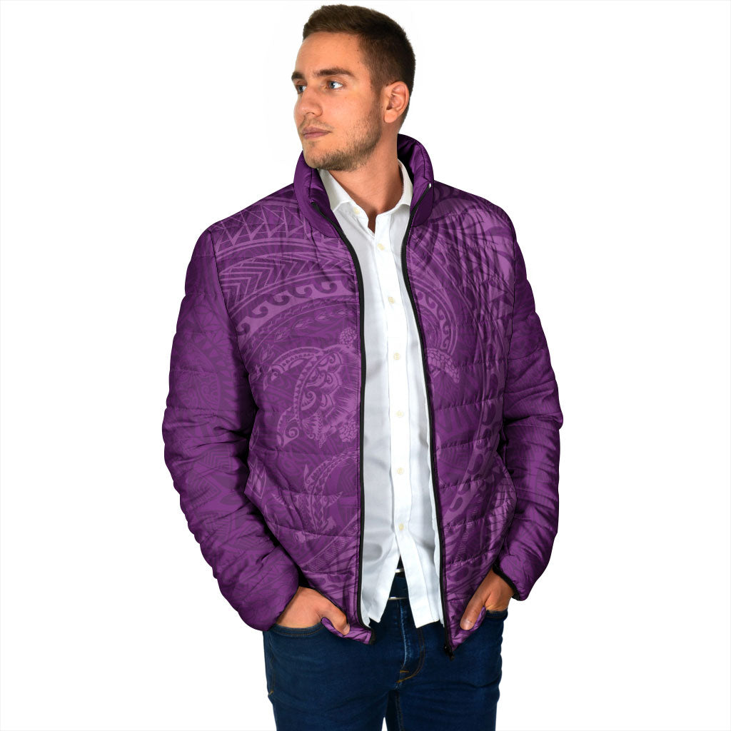 Hawaiian Turtle and Shark Padded Jacket Kakau Tribal with Polynesian Pattern Pink Color LT03 - Polynesian Pride