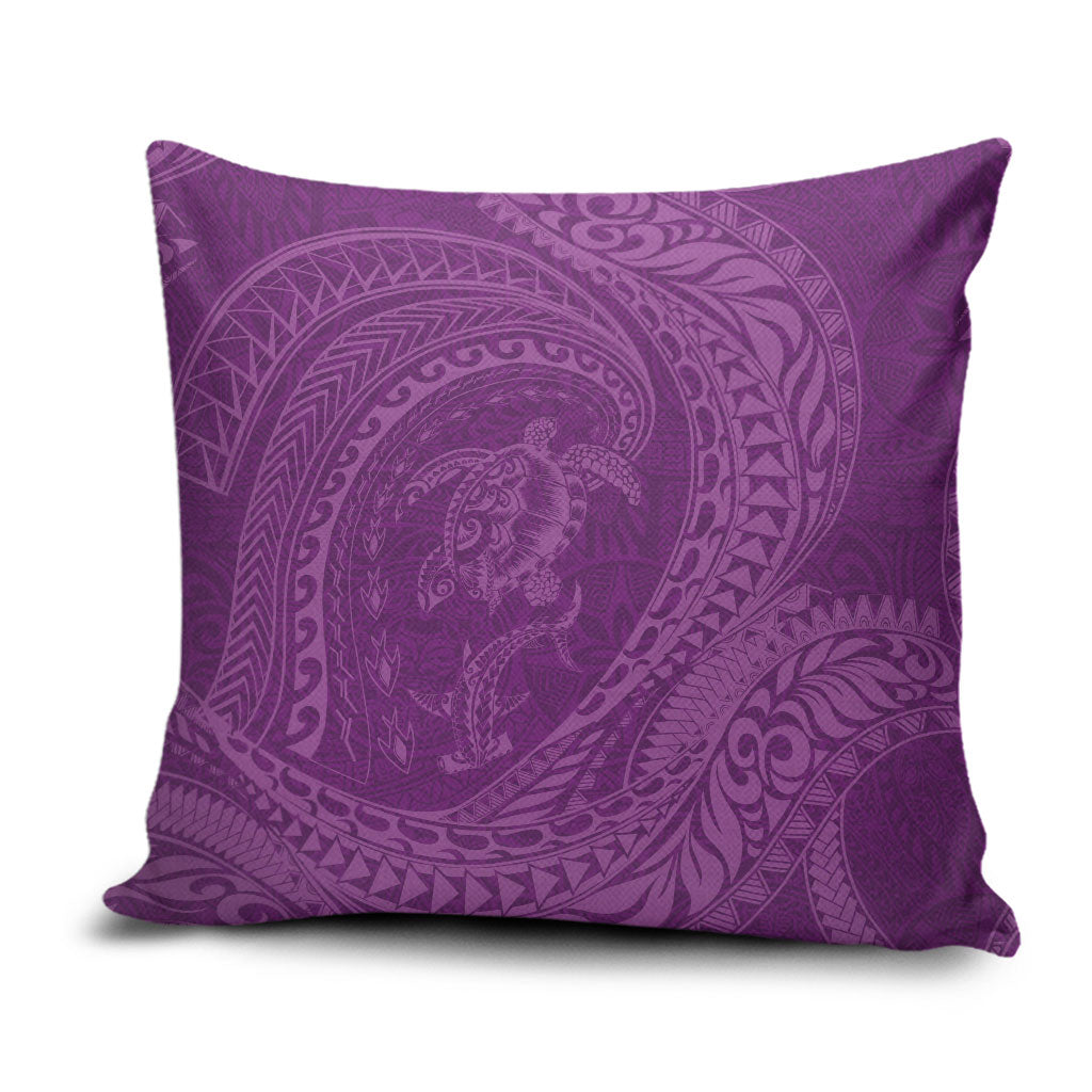 Hawaiian Turtle and Shark Pillow Cover Kakau Tribal with Polynesian Pattern Pink Color LT03 Pink - Polynesian Pride